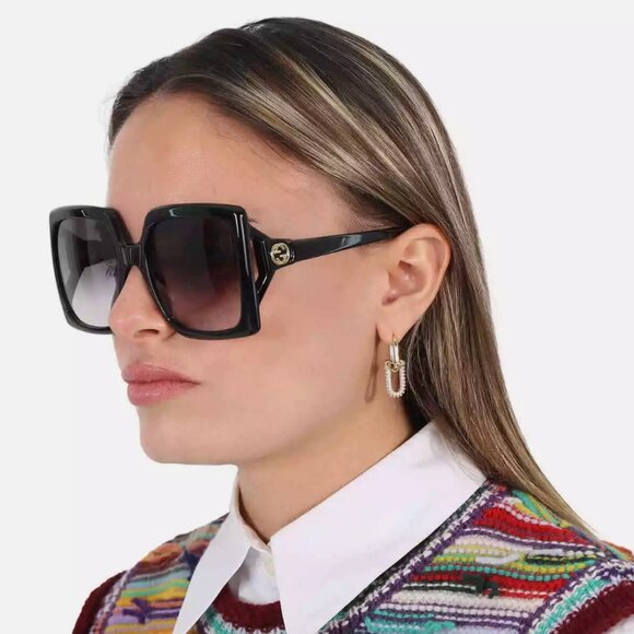NEW Gucci Gradient Grey Oversized Ladies Sunglasses - Picture 1 of 4